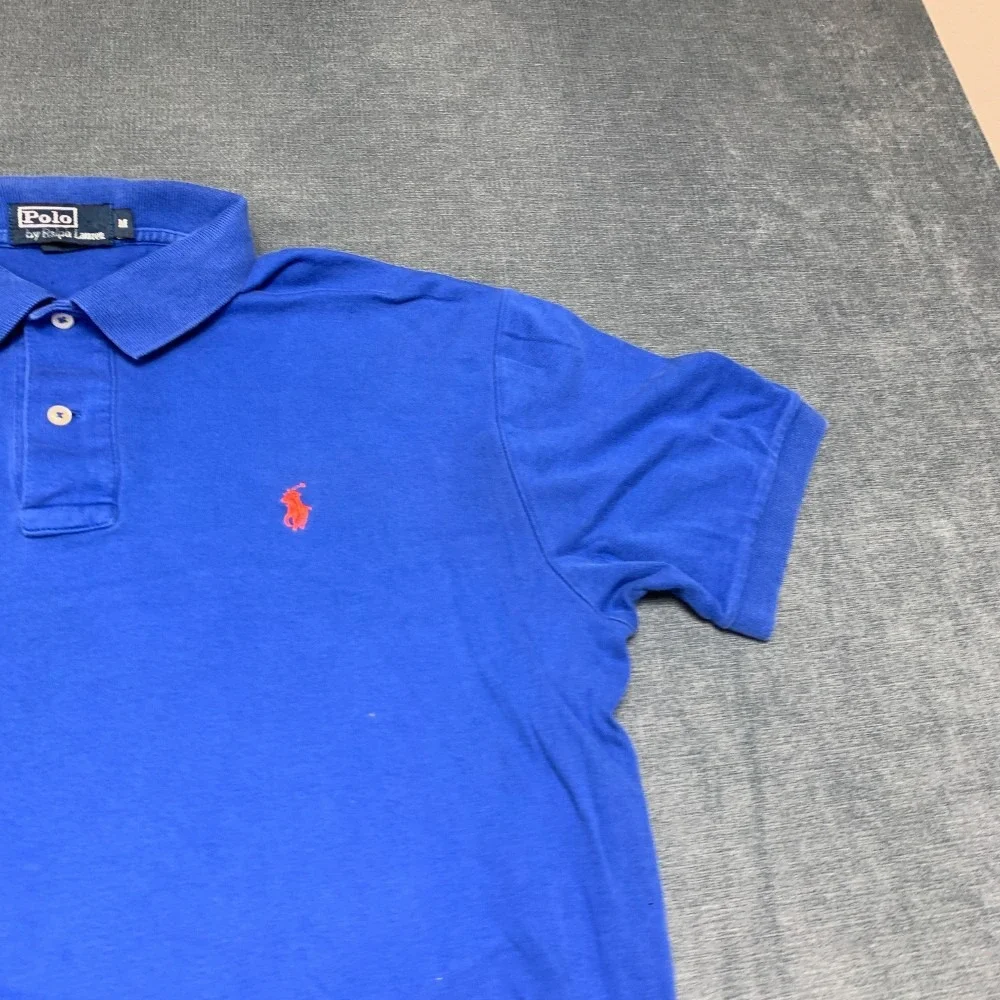 Polo By Ralph Lauren Shirt Mens Medium Blue Cotton Hi Lo Hem Golf Sportswear